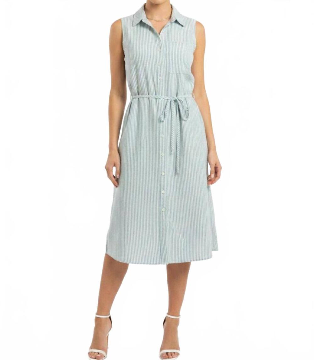 NEW SOMA beach cotton midi dress in blue heaven stripe - Picture 1 of 3
